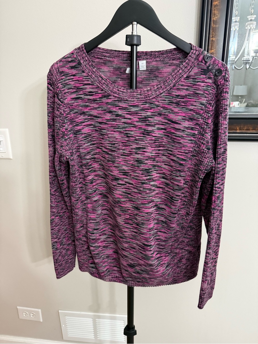 Relativity Pink and Black Space-Dye Long Sleeve Top